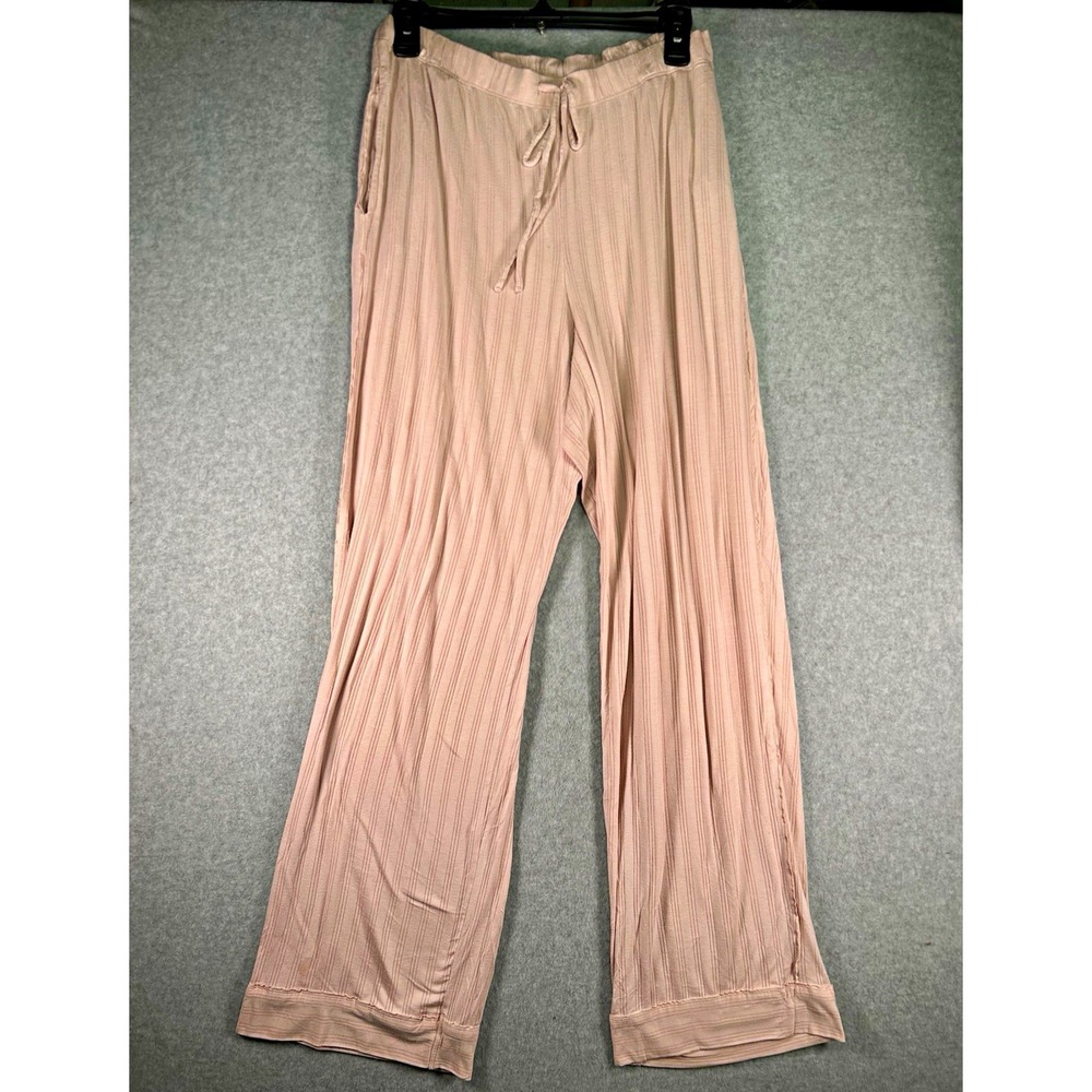 Victoria's Secret Lounge Pants Womens M Pink Striped Knit Drawstring Waist